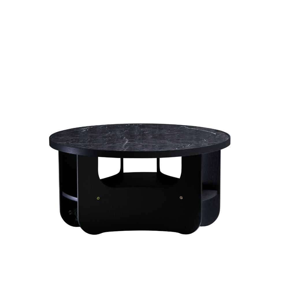 Vido sofabord - sort ask + marmor